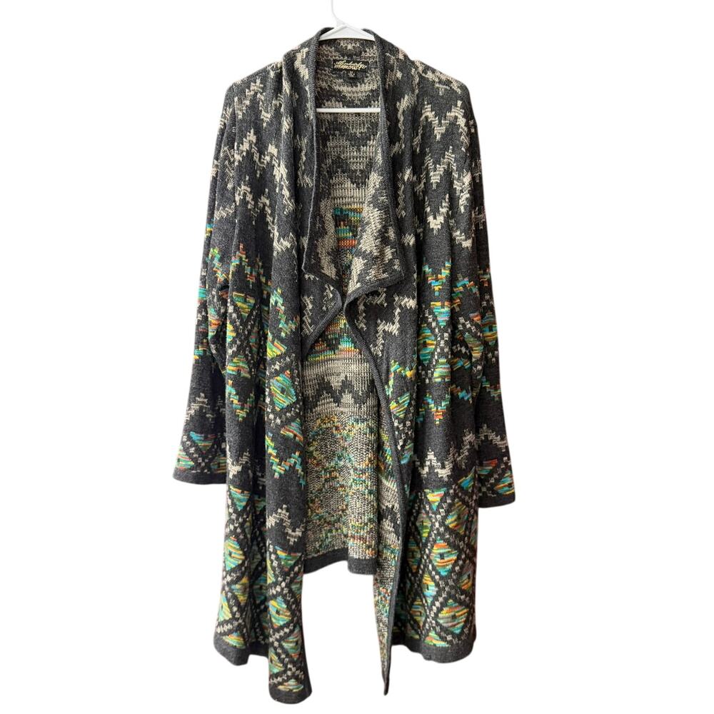 Absolutely‎ Famous Women's Aztec Print Knit Waterfall Front Cardigan 3XL